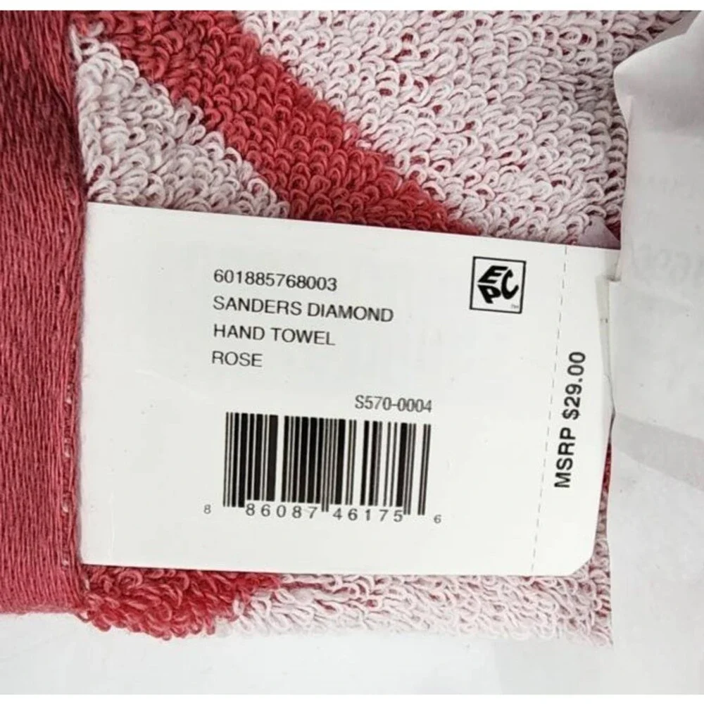 Lauren Ralph Lauren Sanders Diamond Cotton Hand Towel Unisex 16 x 30 True Rose